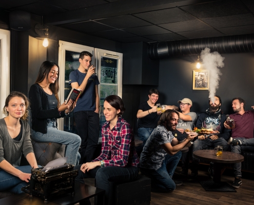 Photographe Lyon Villeurbanne - Portrait entreprise équipe Le Loop's Pub - Gratte-Ciel commerçant groupe team